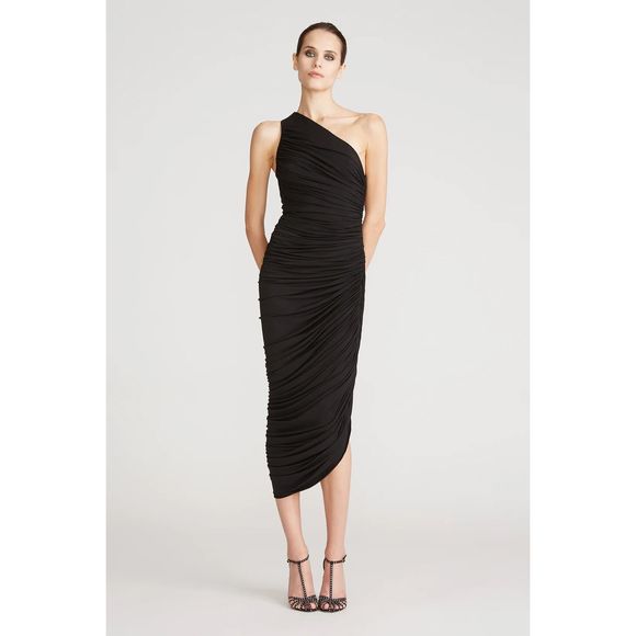 HALSTON REIA ONE SHOULDER DRESS BLACK US 8 $445 - Picture 1 of 9